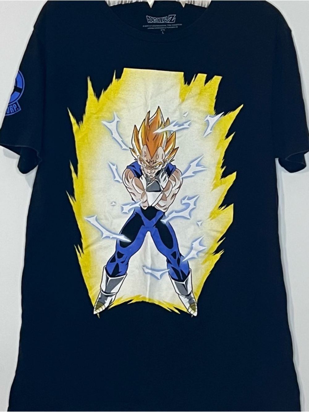 Dragon Ball Z T-Shirt Vegeta 2-Sided Graphics Size L Capsule Corp Black Fire View 2